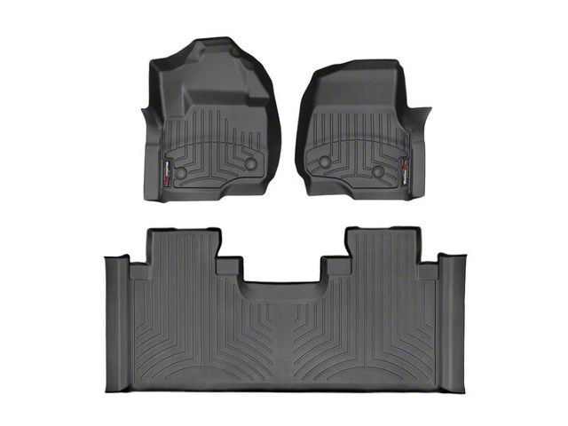 Weathertech DigitalFit Front and Rear Floor Liners for Vinyl Floors; Black (17-24 F-350 Super Duty SuperCab w/ Front Bench Seat)