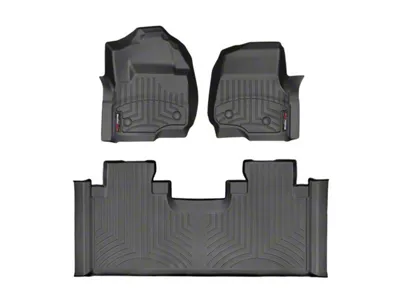Weathertech DigitalFit Front and Rear Floor Liners for Vinyl Floors; Black (17-22 F-350 Super Duty SuperCab w/ Front Bench Seat)
