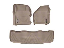 Weathertech DigitalFit Front and Rear Floor Liners; Tan (99-07 F-350 Super Duty SuperCrew w/ Automatic Transmission & Floor Shifter)