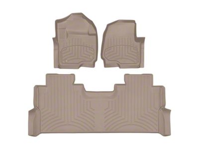 Weathertech Front and Rear Floor Liner HP; Tan (17-22 F-350 Super Duty SuperCrew w/ Front Bucket Seats & Rear Underseat Storage)