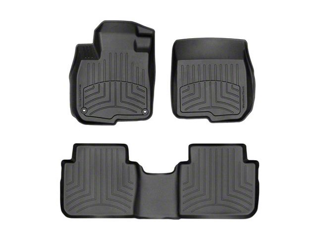Weathertech Front and Rear Floor Liner HP; Black (17-24 F-350 Super Duty SuperCrew w/ Front Bench Seat & w/o Rear Underseat Storage)