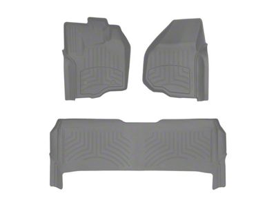 Weathertech Front and Rear Floor Liner HP; Gray (12-16 F-350 SuperCrew w/ Raised Forward-Left Corner & w/o Floor Shifter)