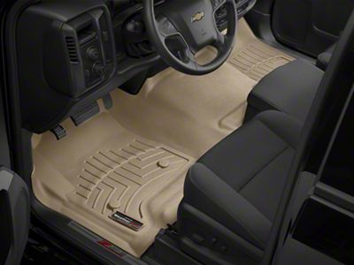 Weathertech DigitalFit Front Over the Hump and Rear Floor Liners with Underseat Coverage; Cocoa (14-18 Silverado 1500 Crew Cab)