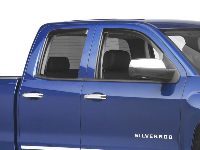 Weathertech Side Window Deflectors; Front and Rear; Dark Smoke (14-18 Silverado 1500 Double Cab, Crew Cab)