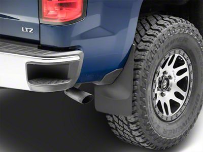 Weathertech No-Drill Mud Flaps; Rear; Black (14-18 Silverado 1500 w/o Fender Flares)