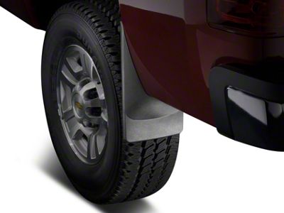 Weathertech No-Drill Mud Flaps; Front; Black (14-18 Sierra 1500 w/o Fender Flares)