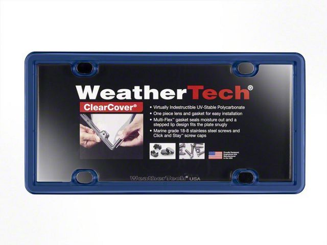 Weathertech ClearCover License Plate Frame; Navy Blue (Universal; Some Adaptation May Be Required)