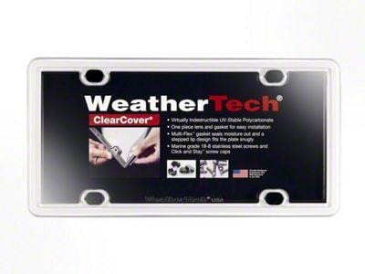 Weathertech ClearCover License Plate Frame; White (Universal; Some Adaptation May Be Required)