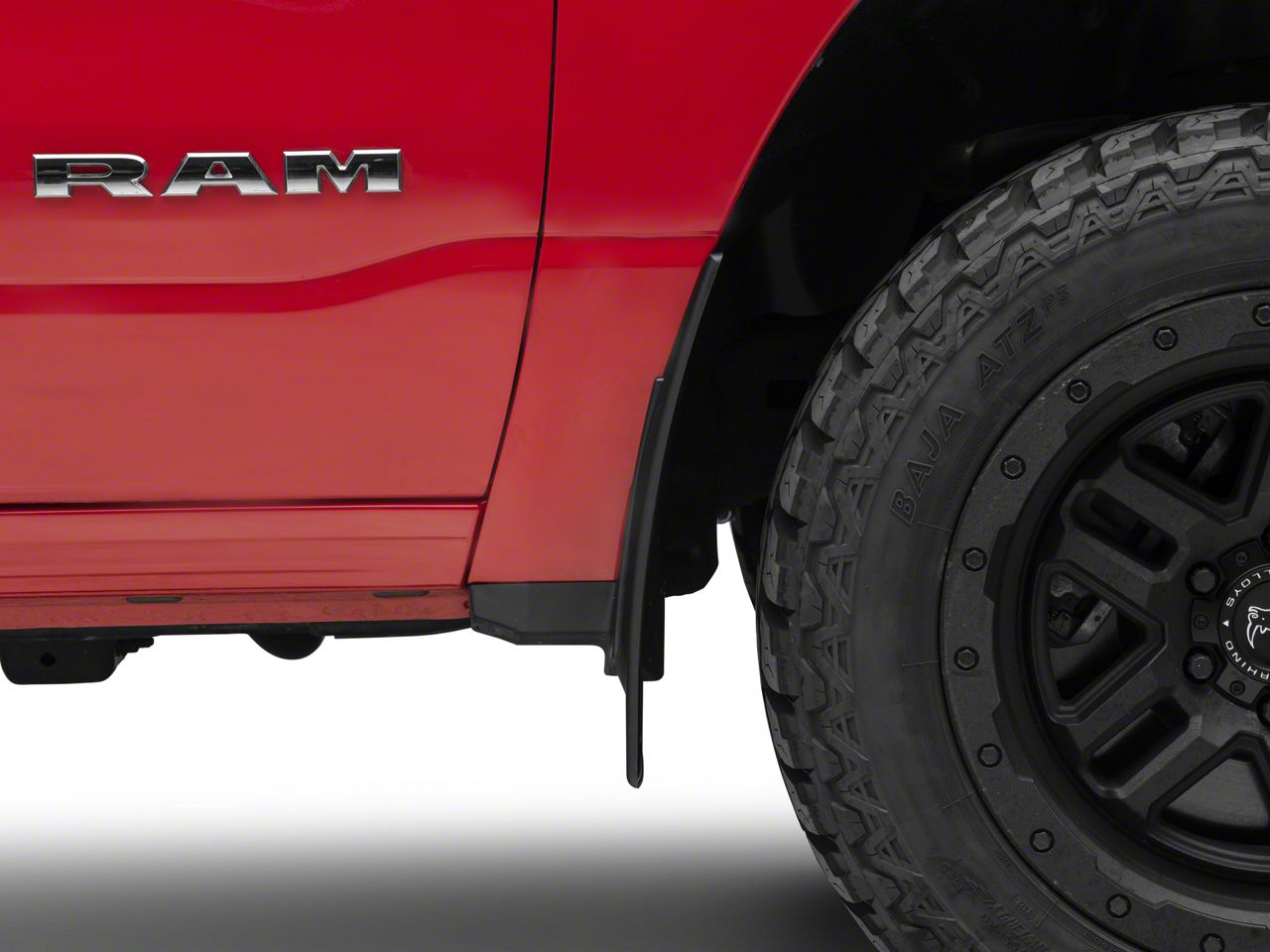 Weathertech RAM 1500 NoDrill Mud Flaps; Front and Rear; Black R111247