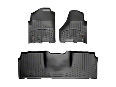 Weathertech DigitalFit Front and Rear Floor Liners; Black (10-12 RAM 3500 Mega Cab w/ Armrest Center Console & w/o Floor Shifter)