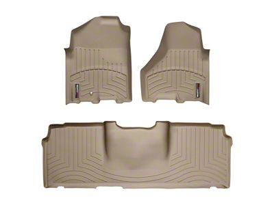 Weathertech DigitalFit Front and Rear Floor Liners; Tan (10-12 RAM 3500 Mega Cab w/ Armrest Center Console & w/o Floor Shifter)