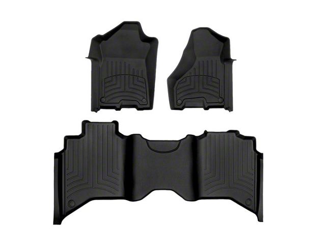 Weathertech Front and Rear Floor Liner HP; Black (19-24 RAM 3500 Crew Cab w/o Power Take Off)