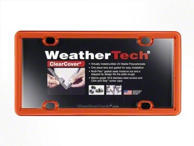 Weathertech ClearCover License Plate Frame; Orange (Universal; Some Adaptation May Be Required)