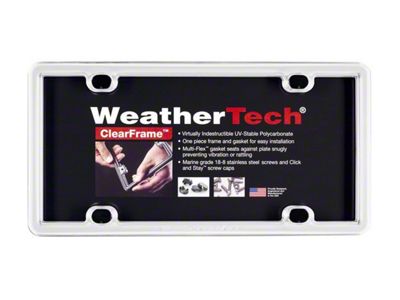 Weathertech ClearFrame License Plate Frame; White (Universal; Some Adaptation May Be Required)