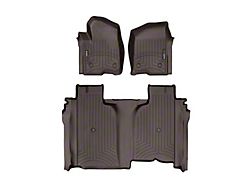 Weathertech DigitalFit Front and Rear Floor Liners; Cocoa (19-26 Sierra 1500 Crew Cab w/ Front Bench Seat & w/o Rear Underseat Storage)