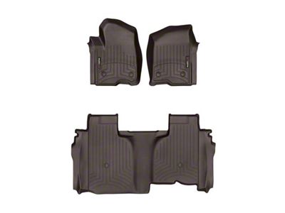 Weathertech DigitalFit Front and Rear Floor Liners; Cocoa (19-25 Sierra 1500 Double Cab w/ Front Bucket Seats & w/o Rear Underseat Storage)
