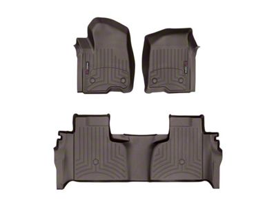 Weathertech DigitalFit Front and Rear Floor Liners; Cocoa (19-25 Sierra 1500 Double Cab w/ Front Bucket Seats & Rear Underseat Storage)