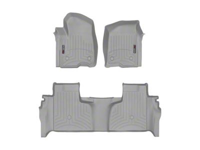 Weathertech DigitalFit Front and Rear Floor Liners; Gray (19-25 Sierra 1500 Double Cab w/ Front Bucket Seats & Rear Underseat Storage)