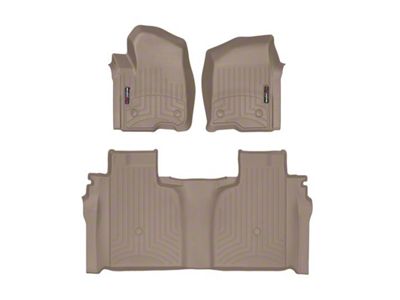 Weathertech DigitalFit Front and Rear Floor Liners; Tan (19-25 Sierra 1500 Crew Cab w/ Front Bench Seat & Rear Underseat Storage)