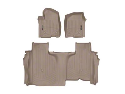 Weathertech DigitalFit Front and Rear Floor Liners; Tan (19-25 Sierra 1500 Double Cab w/ Front Bench Seats & w/o Rear Underseat Storage)