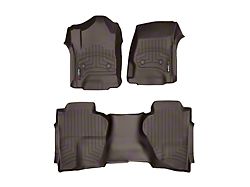 Weathertech DigitalFit Front and Rear Floor Liners; Cocoa (14-18 Sierra 1500 Double Cab w/ Floor Shifter)