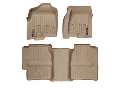Weathertech DigitalFit Front and Rear Floor Liners with Underseat Coverage; Tan (99-06 Sierra 1500 Extended Cab)