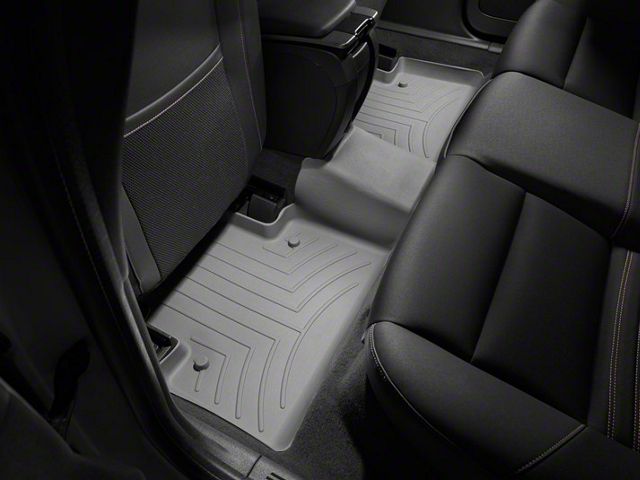 Weathertech DigitalFit Rear Floor Liner; Gray (19-24 Sierra 1500 Double Cab w/ Front Bench Seat & Rear Underseat Storage)