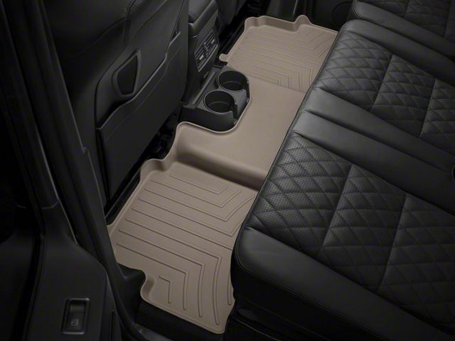 Weathertech DigitalFit Rear Floor Liner; Tan (19-24 Sierra 1500 Double Cab w/ Front Bench Seat & Rear Underseat Storage)