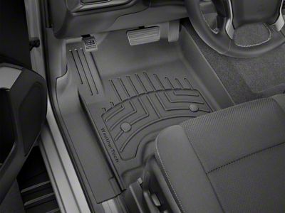 Weathertech Front and Rear Floor Liner HP; Black (19-24 Sierra 1500 Crew Cab w/ Front Bucket Seats & Rear Underseat Storage)