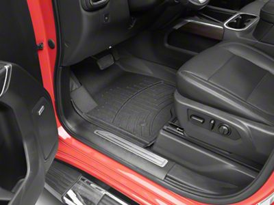 Weathertech Front and Rear Floor Liner HP; Black (19-25 Sierra 1500 Crew Cab w/ Front Bucket Seats & Rear Underseat Storage)