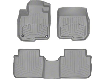 Weathertech Front and Rear Floor Liner HP; Gray (19-24 Sierra 1500 Crew Cab w/ Front Bucket Seats & Rear Underseat Storage)