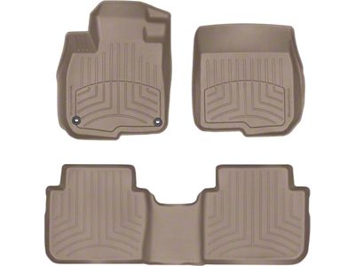 Weathertech Front and Rear Floor Liner HP; Tan (19-24 Sierra 1500 Crew Cab w/ Front Bucket Seats & Rear Underseat Storage)