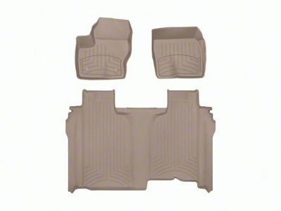 Weathertech Front and Rear Floor Liner HP; Tan (19-25 Sierra 1500 Crew Cab w/ Front Bench Seat & w/o Rear Underseat Storage)