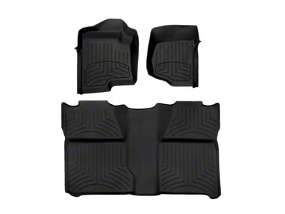 Weathertech Front and Rear Floor Liner HP; Black (07-13 Sierra 1500 Crew Cab w/o Floor Shifter, Excluding Hybrid)