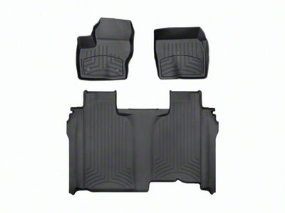 Weathertech Front and Rear Floor Liner HP; Black (19-24 Sierra 1500 Crew Cab w/o Rear Underseat Storage)