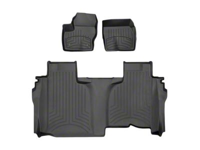 Weathertech Front and Rear Floor Liner HP; Black (19-24 Sierra 1500 Double Cab w/ Front Bench Seat & w/o Rear Underseat Storage)