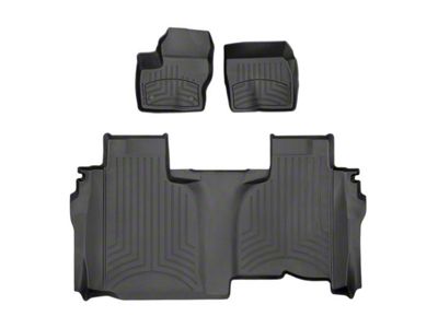 Weathertech Front and Rear Floor Liner HP; Black (19-24 Sierra 1500 Double Cab w/o Rear Underseat Storage)