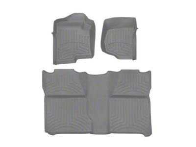 Weathertech Front and Rear Floor Liner HP; Gray (07-13 Sierra 1500 Crew Cab w/o Floor Shifter, Excluding Hybrid)