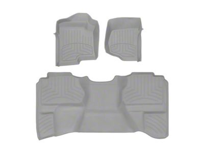 Weathertech Front and Rear Floor Liner HP; Gray (07-13 Sierra 1500 Extended Cab w/o Floor Shifter, Excluding Hybrid)