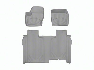 Weathertech Front and Rear Floor Liner HP; Gray (19-24 Sierra 1500 Crew Cab w/ Front Bench Seat & w/o Rear Underseat Storage)