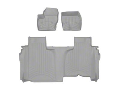 Weathertech Front and Rear Floor Liner HP; Gray (19-24 Sierra 1500 Double Cab w/ Front Bench Seat & w/o Rear Underseat Storage)