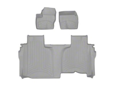 Weathertech Front and Rear Floor Liner HP; Gray (19-24 Sierra 1500 Double Cab w/o Rear Underseat Storage)