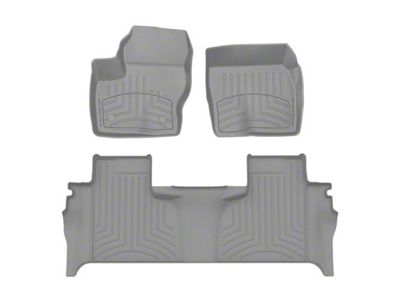 Weathertech Front and Rear Floor Liner HP; Gray (19-24 Sierra 1500 Double Cab w/ Front Bucket Seats & Rear Underseat Storage)