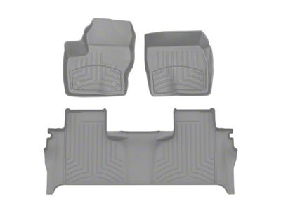 Weathertech Front and Rear Floor Liner HP; Gray (19-24 Sierra 1500 Double Cab w/ Rear Underseat Storage)