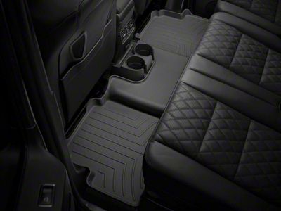 Weathertech Rear Floor Liner HP; Black (19-24 Sierra 1500 Crew Cab w/ Front Bucket Seats & Rear Underseat Storage)