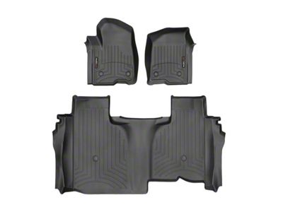 Weathertech DigitalFit Front and Rear Floor Liners; Black (20-25 Sierra 2500 HD Double Cab w/ Front Bench Seats & w/o Rear Underseat Storage)