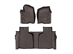 Weathertech DigitalFit Front and Rear Floor Liners; Cocoa (20-26 Sierra 2500 HD Crew Cab w/ Front Bucket Seats & Rear Underseat Storage)