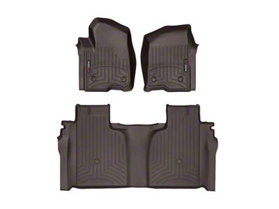 Weathertech DigitalFit Front and Rear Floor Liners; Cocoa (20-25 Sierra 2500 HD Crew Cab w/ Front Bench Seat & Rear Underseat Storage)
