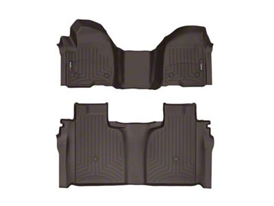 Weathertech DigitalFit Front and Rear Floor Liners; Cocoa (20-25 Sierra 2500 HD Crew Cab w/ Front Bench Seat & Rear Underseat Storage)