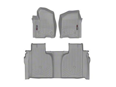 Weathertech DigitalFit Front and Rear Floor Liners; Gray (20-25 Sierra 2500 HD Crew Cab w/ Front Bucket Seats & Rear Underseat Storage)